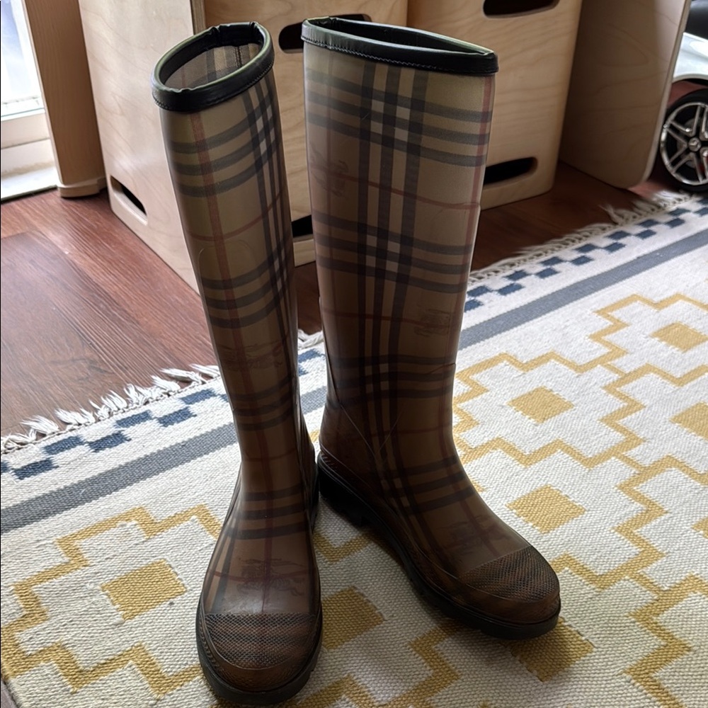 Burberry Checkered Tall Rain Boots